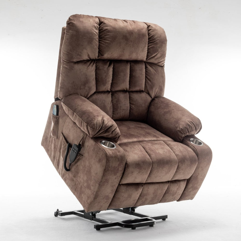 English Elm Lift Power Recliner Chair Big Tall Users Okin Motor Heat Massage Wide Seat W547S00029