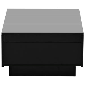 English Elm High-gloss Extendable Coffee Table with Hidden Compartments and Drawers Black WF303591AAB