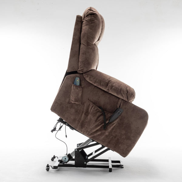 English Elm Lift Power Recliner Chair Big Tall Users Okin Motor Heat Massage Wide Seat W547S00029