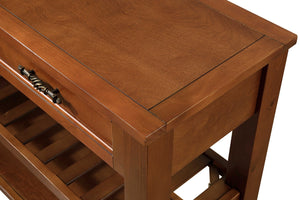 English Elm Console Sofa Table Solid Wood Distressed Finish Two Drawers Open Shelves Entryway Brown W1202P360979