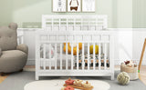 Hearth and Haven Baby Crib with Adjustable Mattress Height, Snow White
