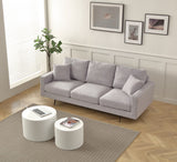 English Elm Modern Three Seat Sofa Couch With 2 Pillows, Light Grey Perfect For Every Occasion