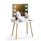 Hearth and Haven Wooden Vanity Table Makeup Dressing Desk with Led Light, Dressing Table with Usb Port, White W760105906