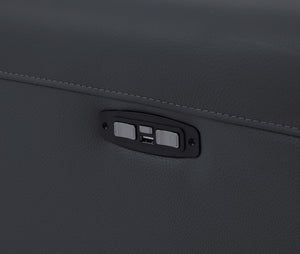 English Elm Global Top Grain Italian Leather Loveseat With Power Recliner, Usb Charger & Modern Design Comfort B05777842