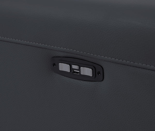 English Elm Global Top Grain Italian Leather Loveseat With Power Recliner, Usb Charger & Modern Design Comfort B05777842