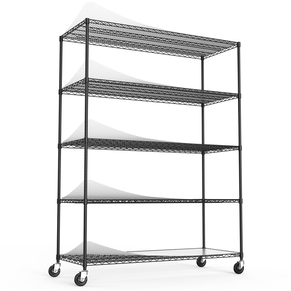 English Elm 5 Tier 7500Lbs Heavy-Duty Adjustable Storage Rack With Wheels & Liners - Versatile Wire Shelving Unit W155083059