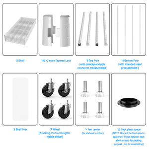 English Elm 5 Tier Heavy Duty 7500Lbs Adjustable Metal Storage Rack With Wheels & Shelf Liners - 82" H X 60" L W155083061
