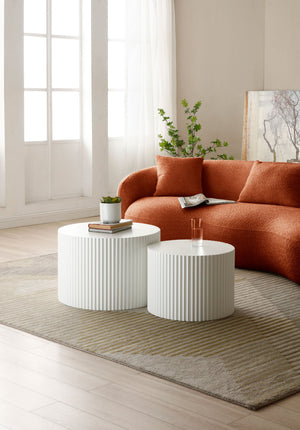 English Elm Mid Century Modern Boucle Curved Sofa Sculptural Half Moon Seat for Living Rooms Orange W876102841