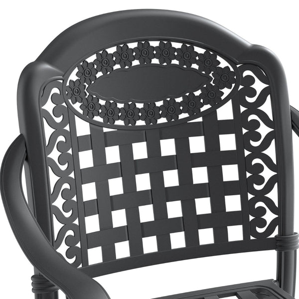 English Elm 5-piece Cast Aluminum Outdoor Dining Set with Ornate Relief Patterned Stackable Chairs W1710S00624