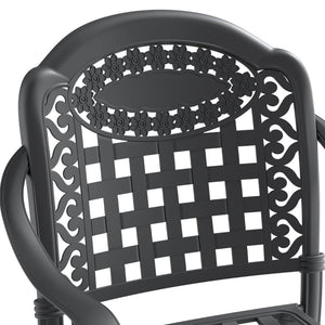 English Elm 5-piece Cast Aluminum Outdoor Dining Set with Ornate Relief Patterned Stackable Chairs W1710S00639