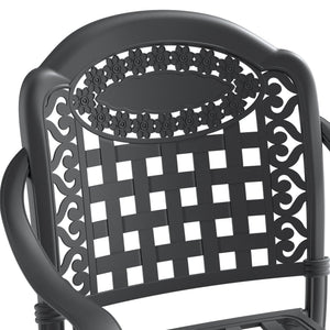 English Elm 7-Piece Durable Cast Aluminum Patio Set With Blue Cushions - Stylish Outdoor Dining & Comfort W1710S00497