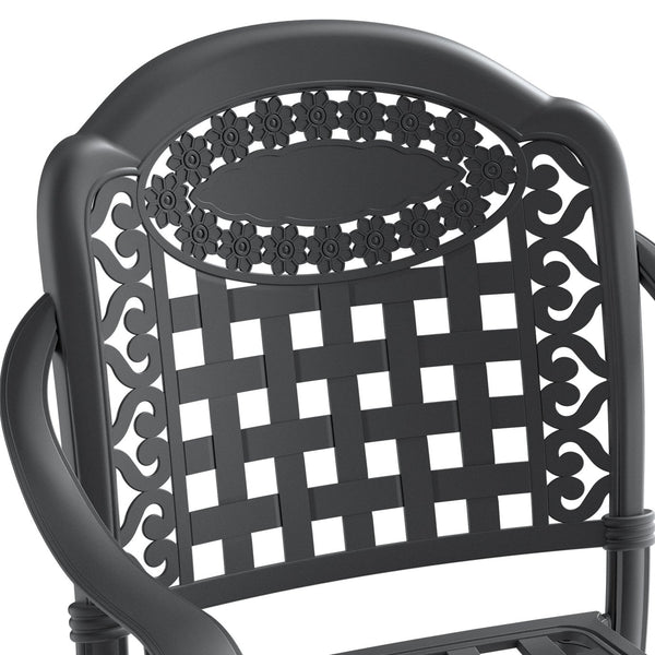 English Elm 7-Piece Durable Cast Aluminum Patio Set With Blue Cushions - Stylish Outdoor Dining & Comfort W1710S00497