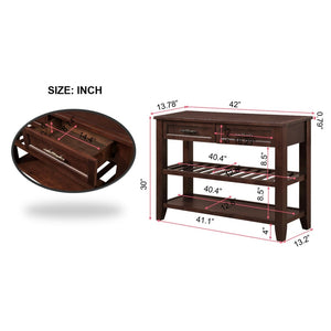 English Elm Console Sofa Table Solid Wood Distressed Finish Two Drawers Open Shelves Entryway Espresso W1202P360974