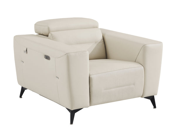 English Elm Global Top-Grain Italian Leather Power Recliner Chair With Usb Charger & Stainless Steel Legs B05777840