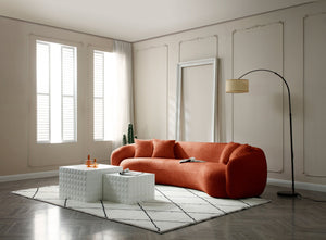 English Elm 102'' Curved Boucle Sectional Five Seat Half Moon Sofa with Plush Fleece Cushions W87694859