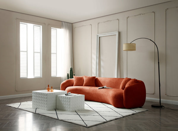 English Elm 102'' Curved Boucle Sectional Five Seat Half Moon Sofa with Plush Fleece Cushions W87694859