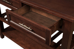English Elm Console Sofa Table Solid Wood Distressed Finish Two Drawers Open Shelves Entryway Espresso W1202P360974