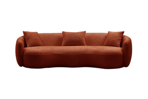 English Elm Mid Century Modern Boucle Curved Sofa Sculptural Half Moon Seat for Living Rooms Orange W876102841