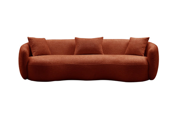 English Elm Mid Century Modern Boucle Curved Sofa Sculptural Half Moon Seat for Living Rooms Orange W876102841
