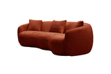 Mid Century Modern Boucle Curved Sofa, Oversized, Orange - Ideal for Bedroom, Office