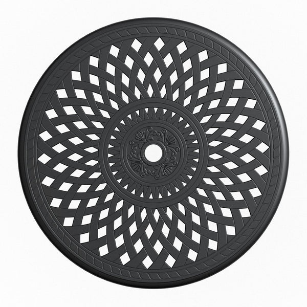 English Elm Ø30.71-inch Cast Aluminum Round Patio Table Ornate Bistro Design Umbrella Ready W1710P166025