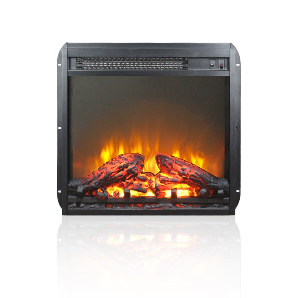 English Elm 18 Inch Electric Fireplace Insert Slim Led Log Flame Heater for Media Console W1769103307