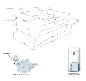 English Elm Global United Italian Leather Power Reclining Loveseat with Usb Charging Port B05777839