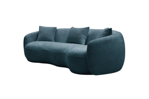 English Elm Modern Curved Sofa, Boucle Fabric Couch For Bedroom, Office, Apartment Blue