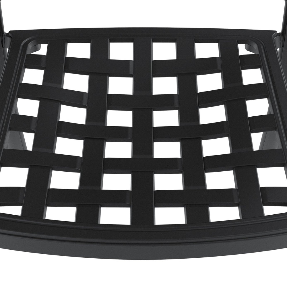 English Elm Cast Aluminum Patio Dining Chair Set Of 4 With Black Frame & Blue Cushions For Outdoor Comfort W1710P166056