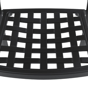 English Elm Cast Aluminum Patio Dining Chair Set Of 4 With Black Frame & Blue Cushions For Outdoor Comfort W1710P166056