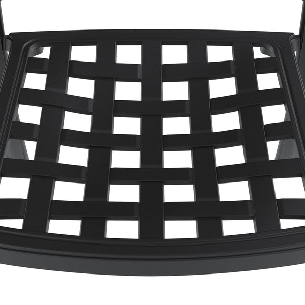 English Elm Cast Aluminum Patio Dining Chair Set Of 4 With Black Frame & Blue Cushions For Outdoor Comfort W1710P166056