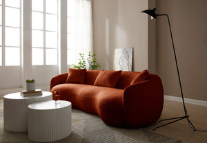 English Elm Mid Century Modern Boucle Curved Sofa Sculptural Half Moon Seat for Living Rooms Orange W876102841