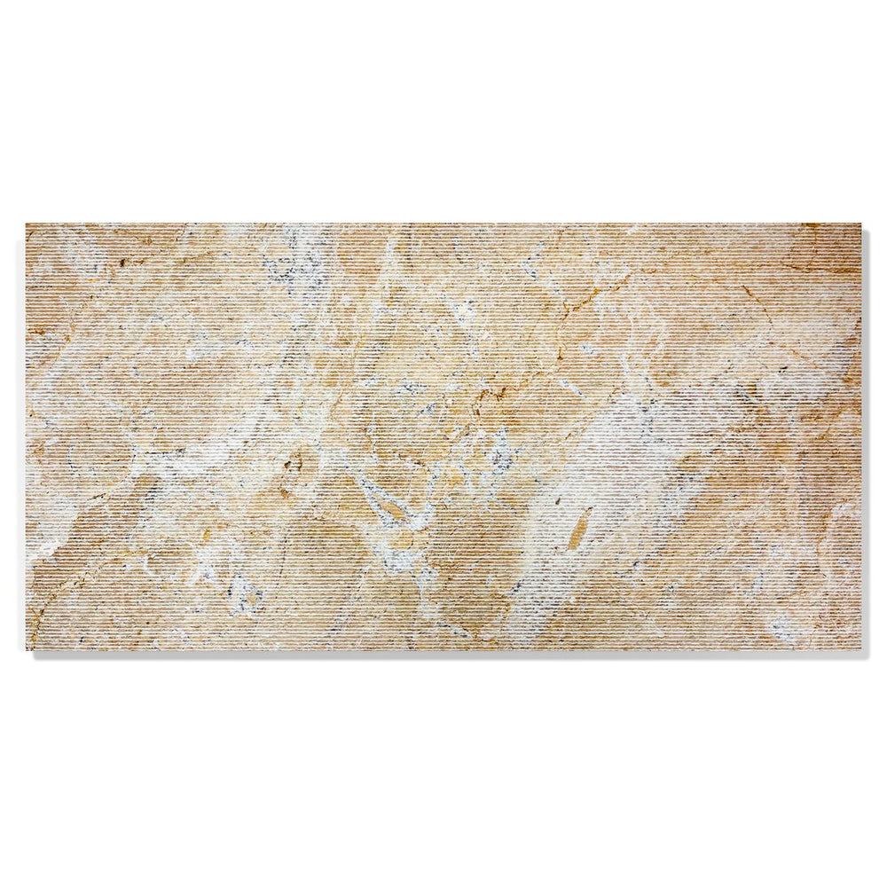 English Elm 12*24 Gold Beige Yellow Natural Marble Tiles - Fs Textured 3D Fluted Design For Elegant Walls W1696104352