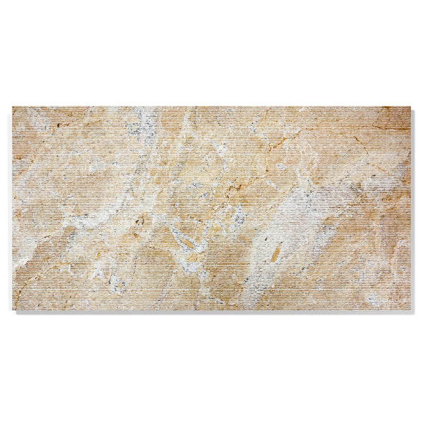 English Elm 12*24 Gold Beige Yellow Natural Marble Tiles - Fs Textured 3D Fluted Design For Elegant Walls W1696104352