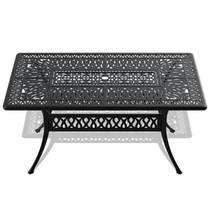 English Elm 5-piece Cast Aluminum Outdoor Dining Set with Ornate Relief Patterned Stackable Chairs W1710S00639
