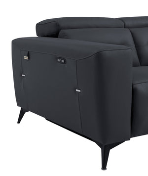 English Elm Global Top Grain Italian Leather Loveseat With Power Recliner, Usb Charger & Modern Design Comfort B05777842