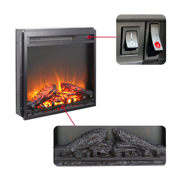English Elm 18 Inch Electric Fireplace Insert Slim Led Log Flame Heater for Media Console W1769103307