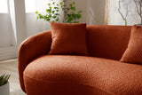 English Elm Mid Century Modern Curved Sofa, Boucle Fabric Couch For Bedroom, Office, Apartment, Orange