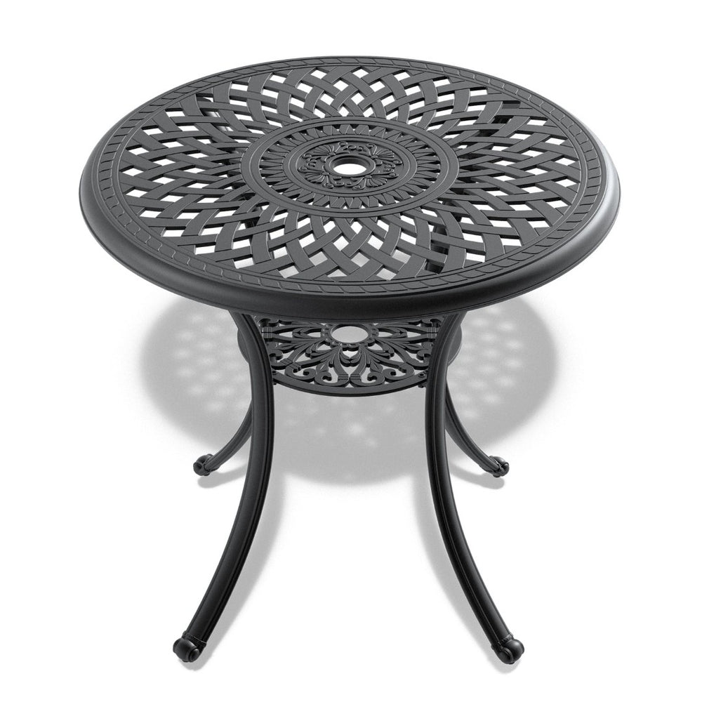 English Elm Ø30.71-inch Cast Aluminum Round Patio Table Ornate Bistro Design Umbrella Ready W1710P166025