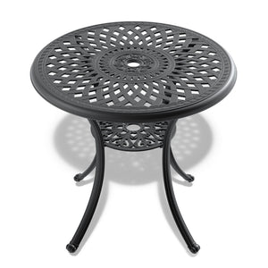 English Elm Ø30.71-inch Cast Aluminum Round Patio Table Ornate Bistro Design Umbrella Ready W1710P166025