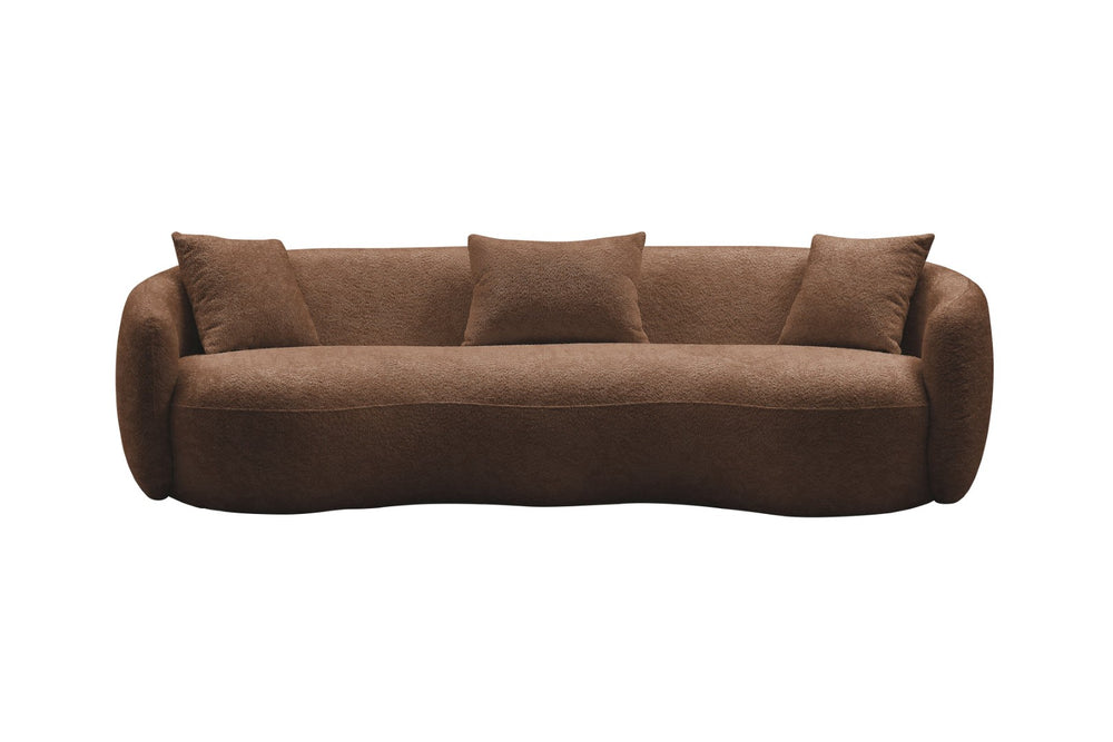 English Elm Mid Century Modern Boucle Curved Sofa Sculptural Half Moon Seat for Living Rooms Brown W876102842