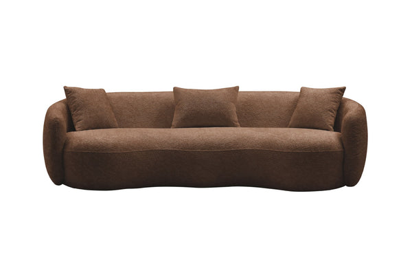 English Elm Mid Century Modern Boucle Curved Sofa Sculptural Half Moon Seat for Living Rooms Brown W876102842