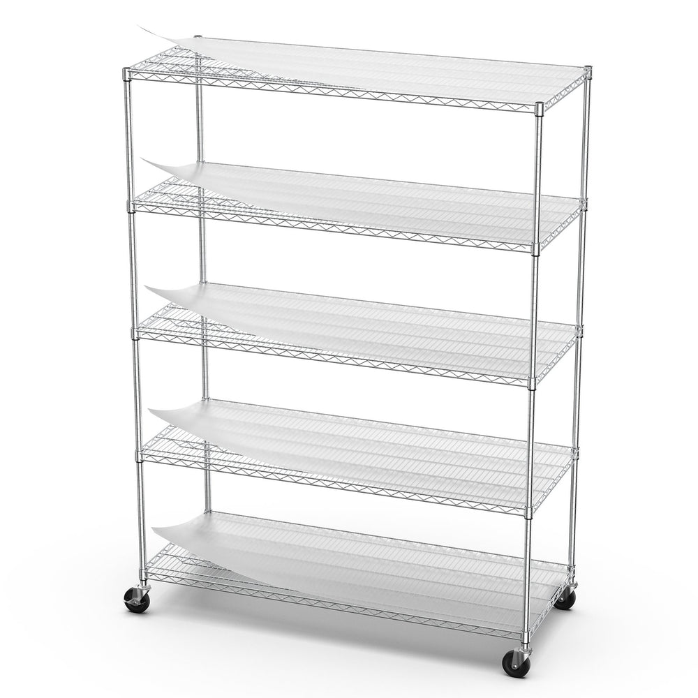 English Elm 5 Tier Heavy Duty Adjustable Storage Rack - 7500Lbs Capacity Metal Shelving Unit With Wheels & Liners W155083060