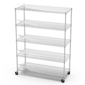 English Elm 5 Tier Heavy Duty Adjustable Storage Rack - 7500Lbs Capacity Metal Shelving Unit With Wheels & Liners W155083060