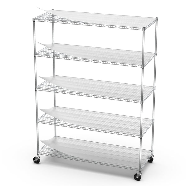 English Elm 5 Tier Heavy Duty Adjustable Storage Rack - 7500Lbs Capacity Metal Shelving Unit With Wheels & Liners W155083060