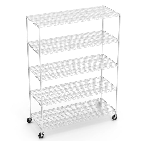English Elm 5 Tier Heavy Duty 7500Lbs Adjustable Metal Storage Rack With Wheels & Shelf Liners - 82" H X 60" L W155083061