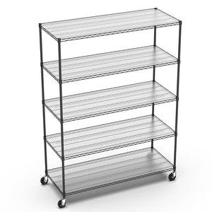 English Elm 5 Tier 7500Lbs Heavy-Duty Adjustable Storage Rack With Wheels & Liners - Versatile Wire Shelving Unit W155083059