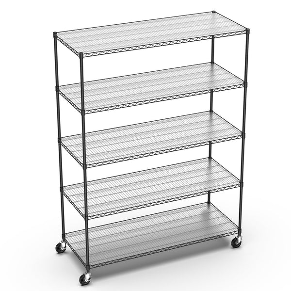 English Elm 5 Tier 7500Lbs Heavy-Duty Adjustable Storage Rack With Wheels & Liners - Versatile Wire Shelving Unit W155083059