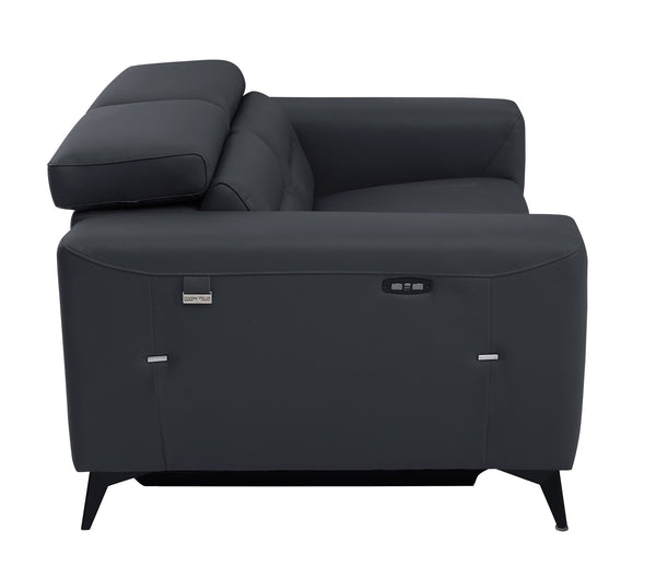 English Elm Global Top Grain Italian Leather Loveseat With Power Recliner, Usb Charger & Modern Design Comfort B05777842