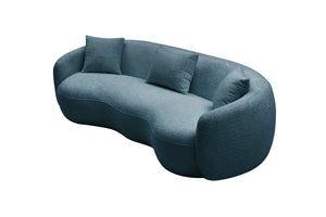 English Elm Mid Century Modern Boucle Curved Sofa Sculptural Half Moon Seat for Living Rooms Blue W876102840